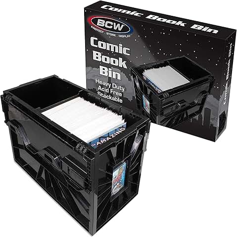 Black comic storage bin for 150 comics
