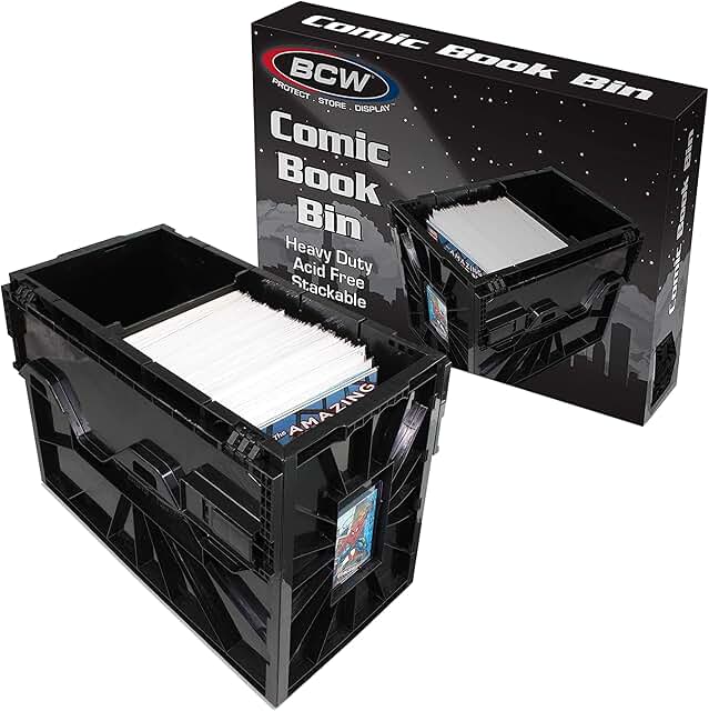 Black comic storage bin for 150 comics