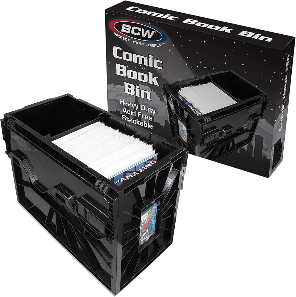 Black comic storage bin for 150 comics