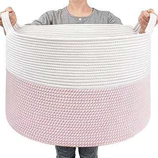 Large Pink Storage Basket for Toys and Blankets