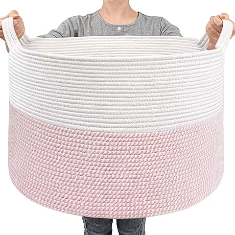 Large Pink Storage Basket for Toys and Blankets