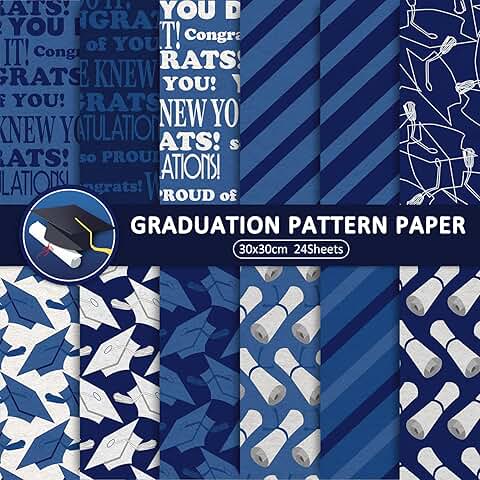 12 Graduation Pattern Paper Sheets, 30x30cm