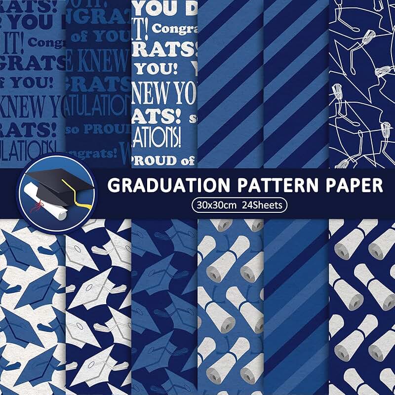 12 Graduation Pattern Paper Sheets, 30x30cm