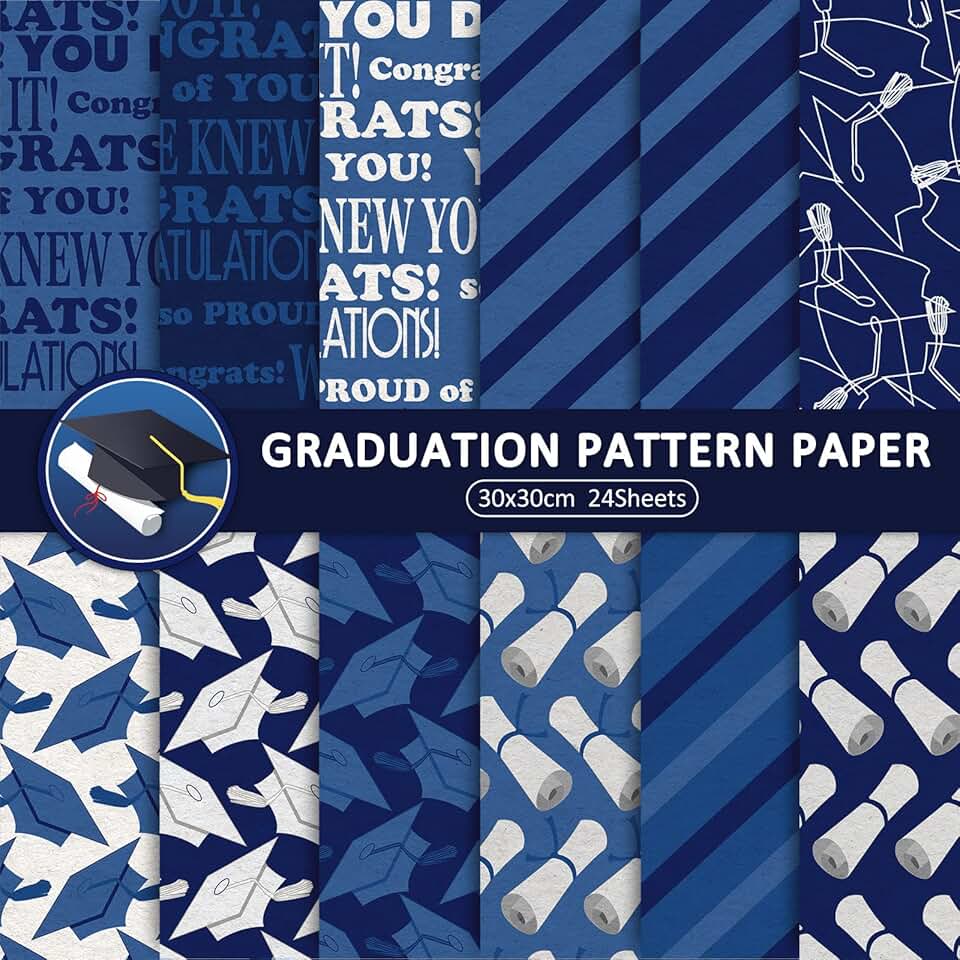 12 Graduation Pattern Paper Sheets, 30x30cm
