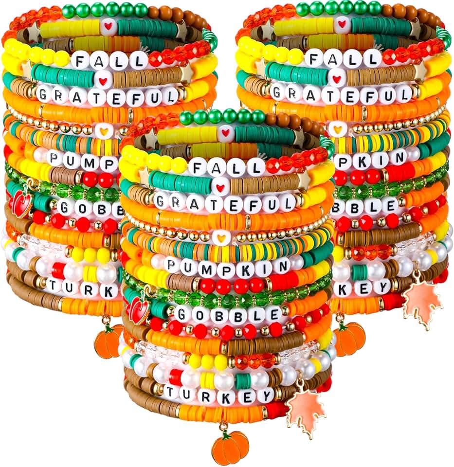 48-Piece Fall Beaded Bracelets Set for Women