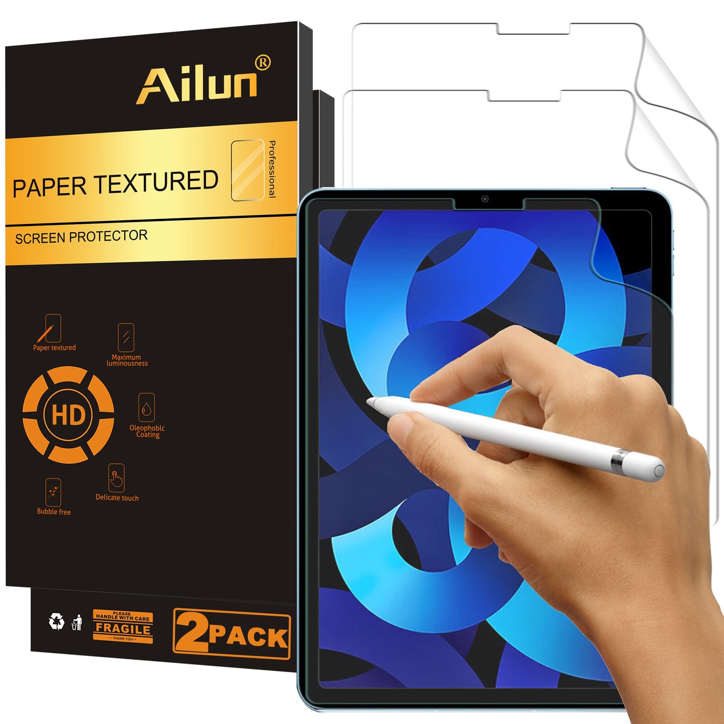 Paper Textured Screen Protector for iPad Air 4/5 Generation[10.9 Inch,2022 5th &2020 4th Gen],iPad Pro 11 Inch[2021&2020&2018 Release] 2Pack Draw and Sketch Like on Papertouch Anti Glare