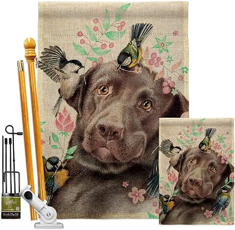 Swallow and dog garden flag for yard decoration