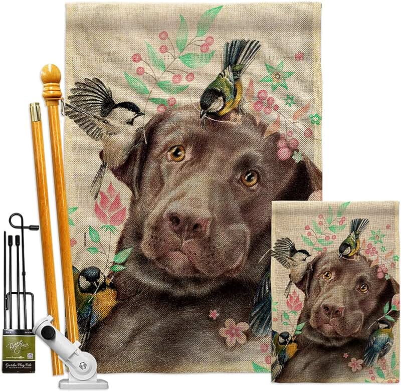 Swallow and dog garden flag for yard decoration