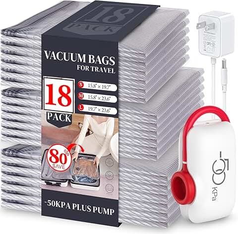 18 Travel Vacuum Storage Bags with Electric Pump