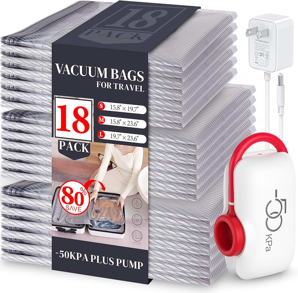 18 Travel Vacuum Storage Bags with Electric Pump