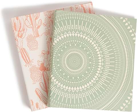 Set of 2 eco-friendly 1-inch binders in pink and sage green