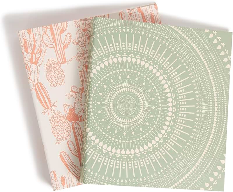 Set of 2 eco-friendly 1-inch binders in pink and sage green