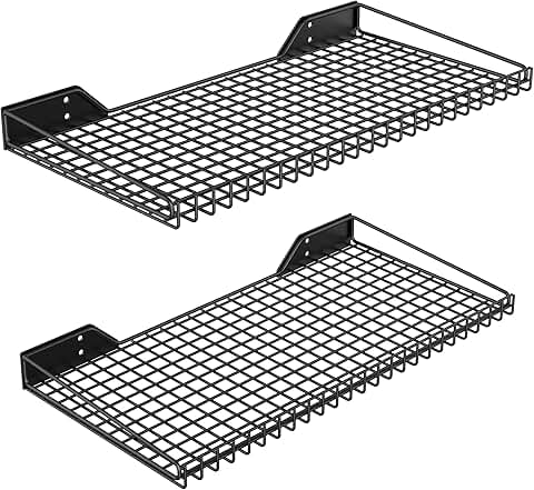 Wall Mounted Storage Shelves, 2 Pack, Heavy Duty, Black