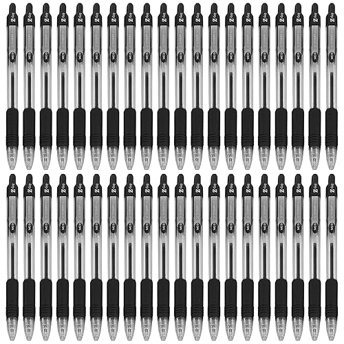 Pack of 40 black ink retractable ballpoint pens with 1.0mm tips
