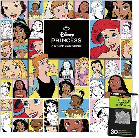 2026 Princess Wall Calendar with Push Pins