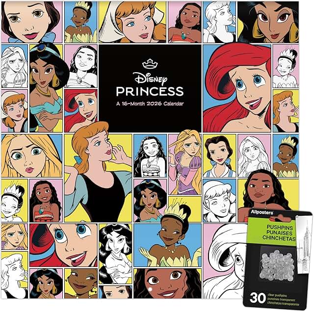 2026 Princess Wall Calendar with Push Pins