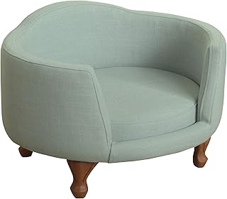 Curved Upholstered Pet Bed in Light Green