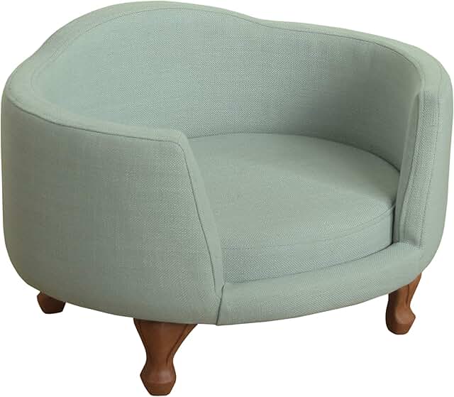 Curved Upholstered Pet Bed in Light Green