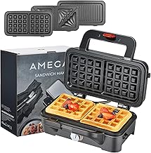3-in-1 Sandwich and Waffle Maker with Removable Plates