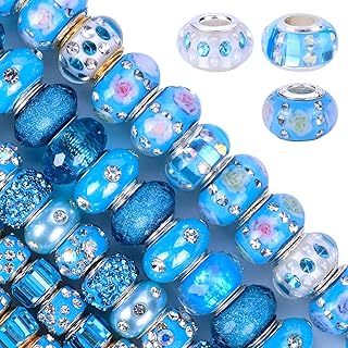 60 Lucky Beads for Girls' Jewelry Making, Mix Style Aqua