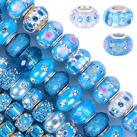 60 Lucky Beads for Girls' Jewelry Making, Mix Style Aqua