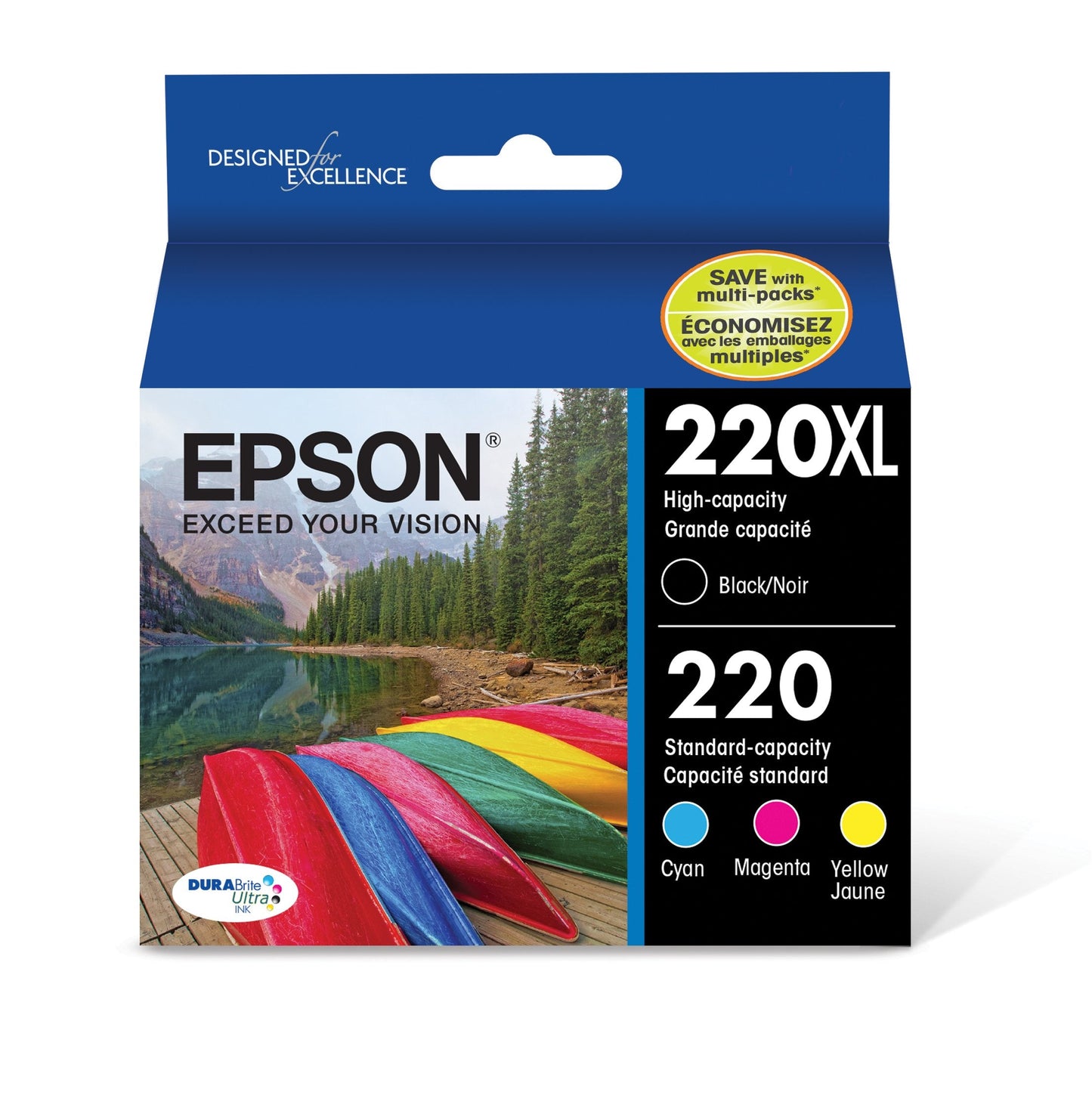 T220 DURABrite Ultra -Ink High Capacity Black & Standard Color -Cartridge Combo Pack (T220XL-BCS) for select Expression and WorkForce Printers