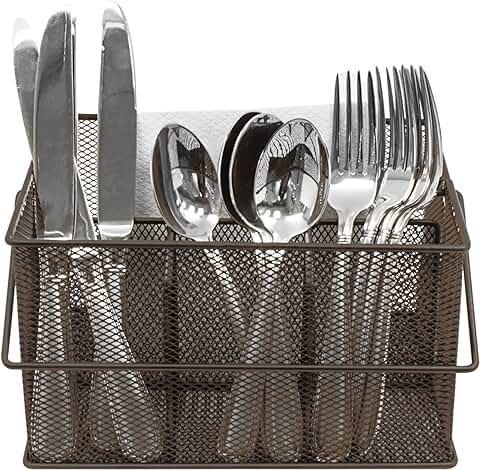Multi-purpose Steel Mesh Caddy for Utensils and Condiments