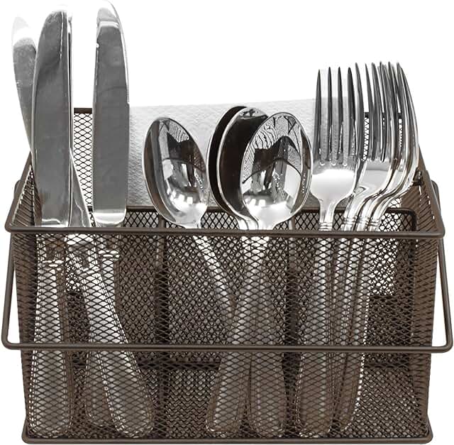 Multi-purpose Steel Mesh Caddy for Utensils and Condiments