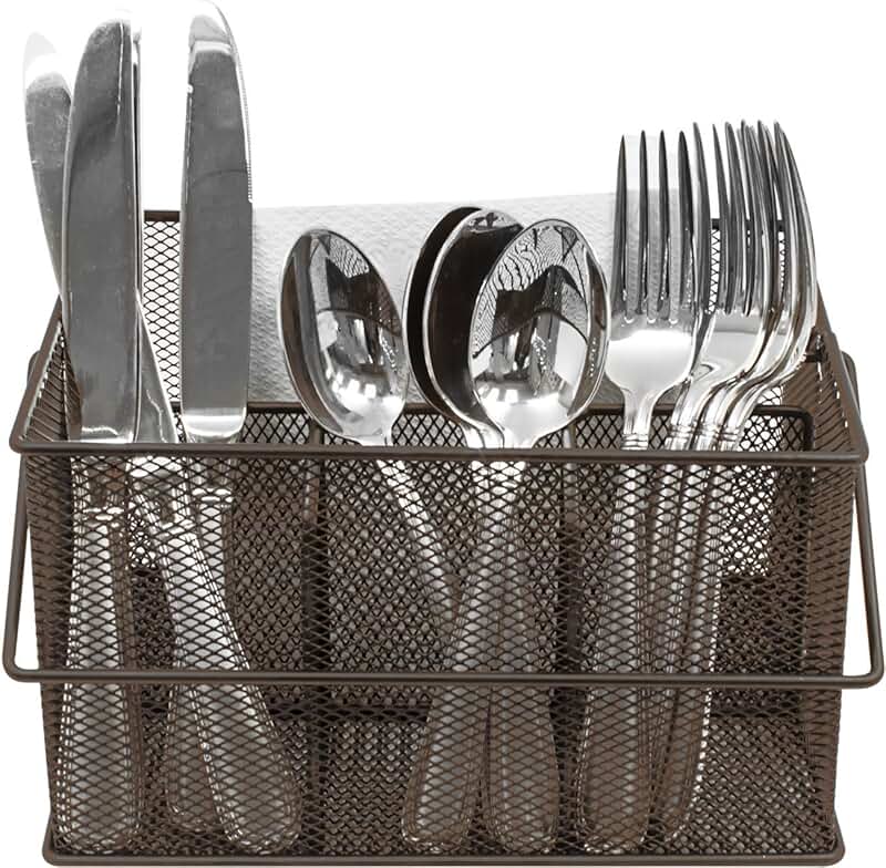 Multi-purpose Steel Mesh Caddy for Utensils and Condiments