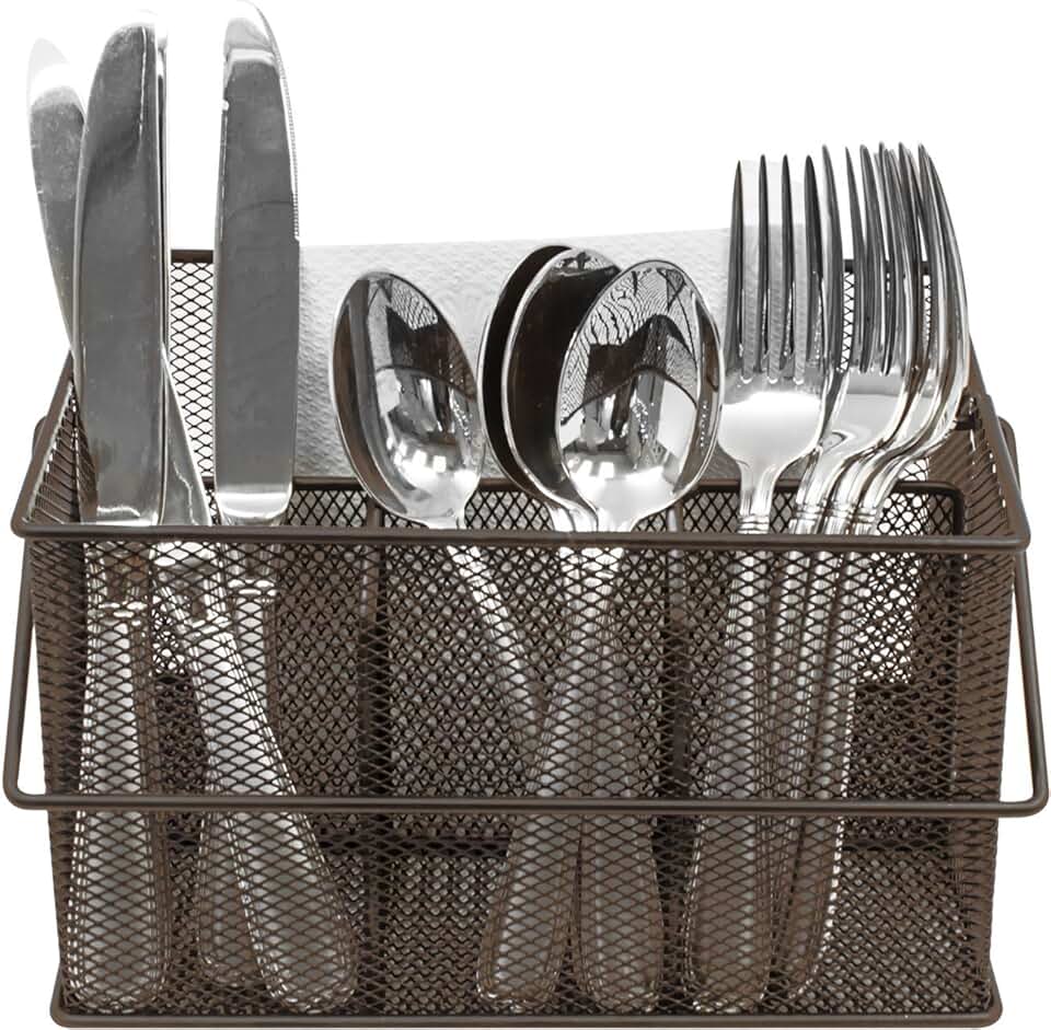 Multi-purpose Steel Mesh Caddy for Utensils and Condiments