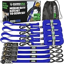 4-Pack 1-Inch x 15-Foot Ratchet Straps with Hooks