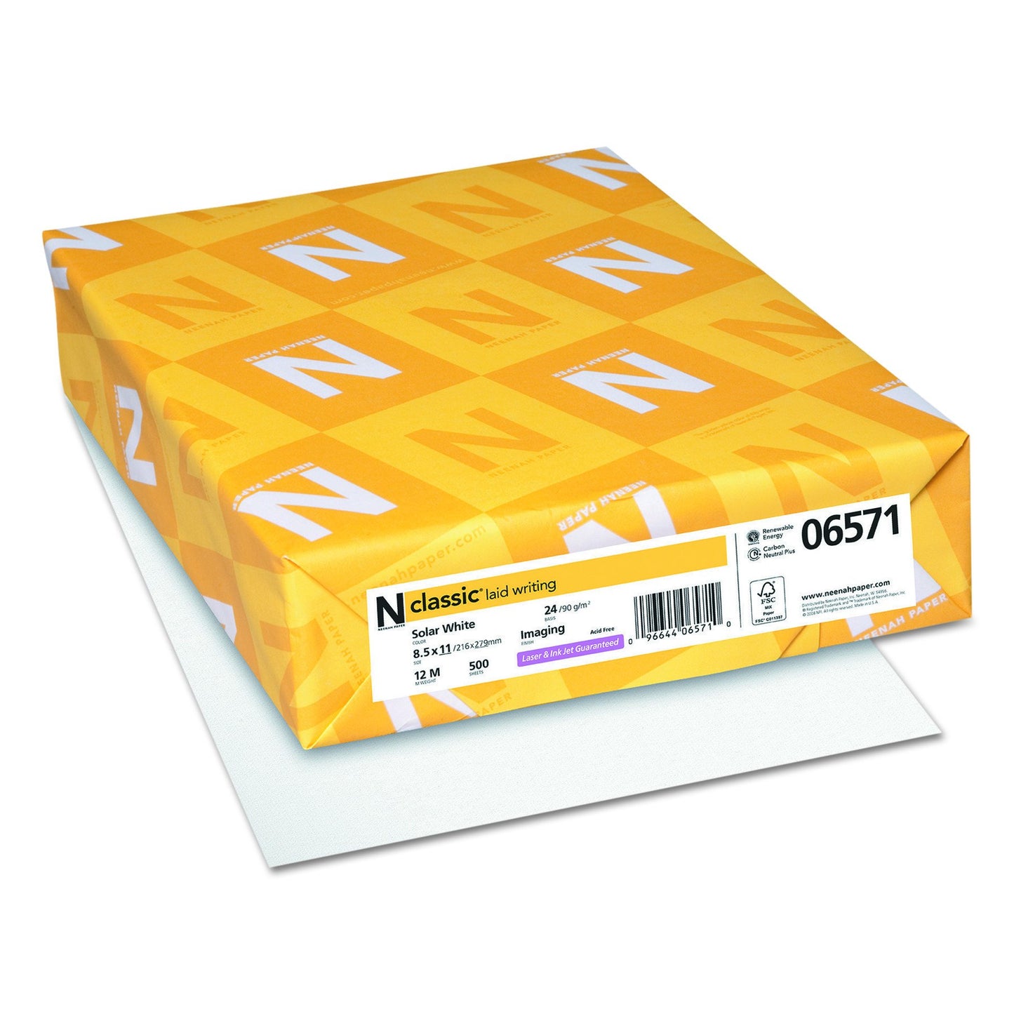 Classic Laid Stationery, 97 Bright, 24 lb, Solar White