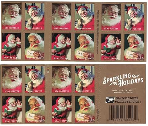 Holiday Sparkling Forever Postage Stamps, 20 Count