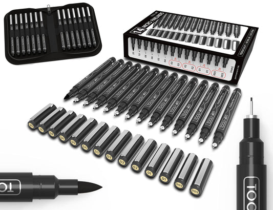 14 Microline Pens Set with Case Black