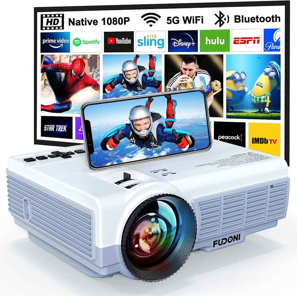 Portable 1080P WiFi and Bluetooth Projector for Home Theater