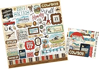 Western Cowboy Scrapbook Stickers Set with Horse and Boot Designs