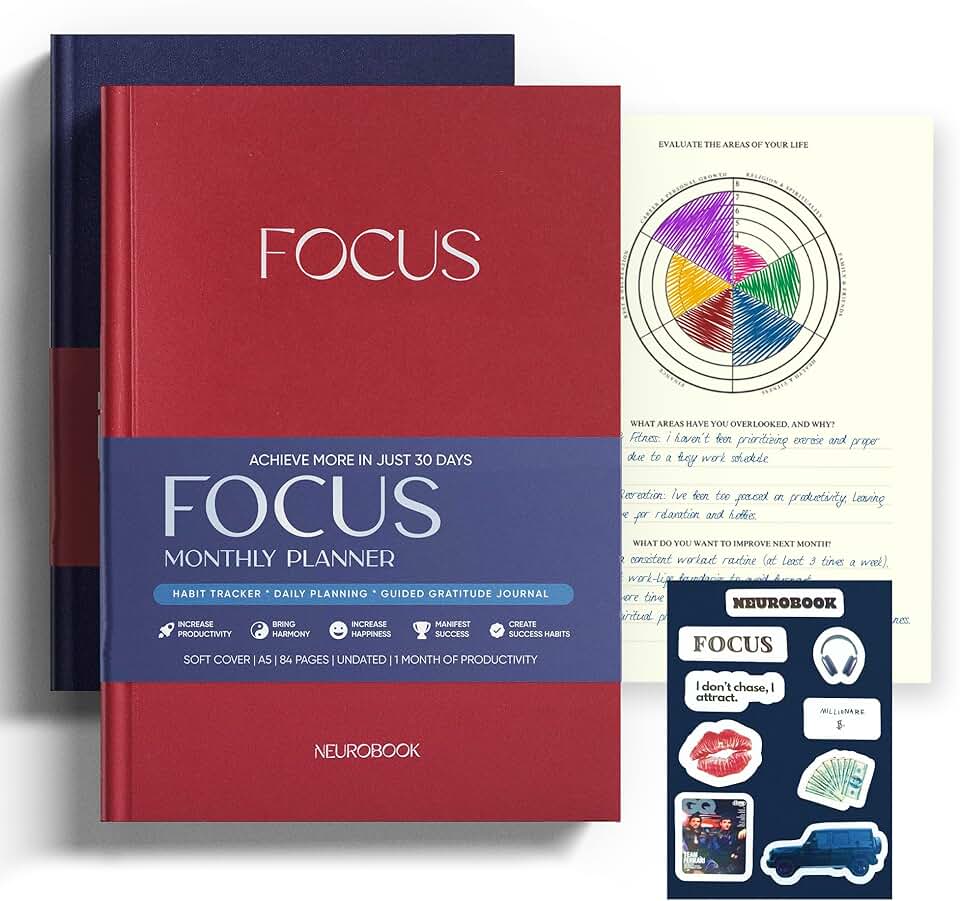 Undated 2025 Focus Planner with Habit Tracker and Notes