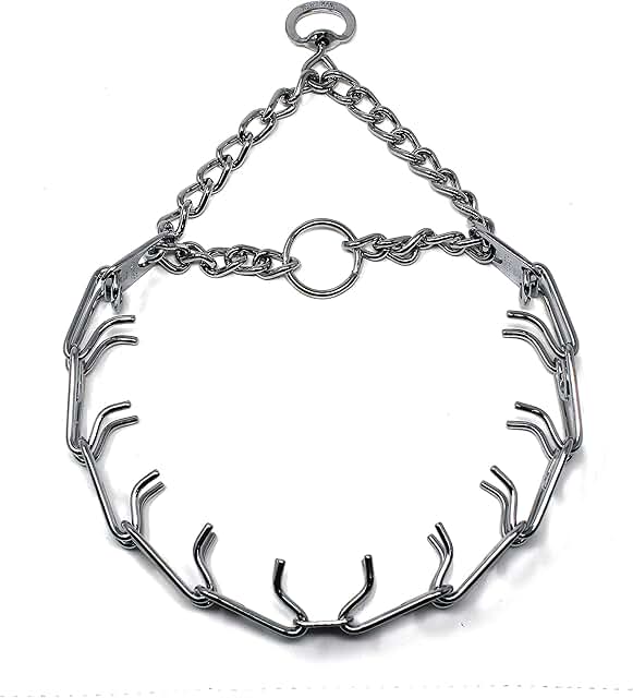 Chrome Plated Steel Prong Dog Training Collar 4mm x 25in
