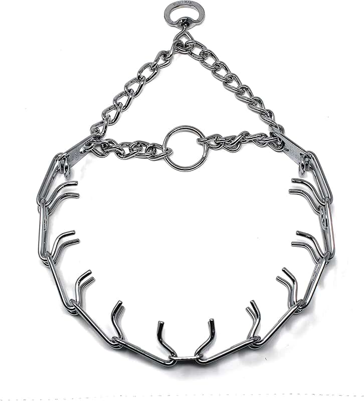 Chrome Plated Steel Prong Dog Training Collar 4mm x 25in