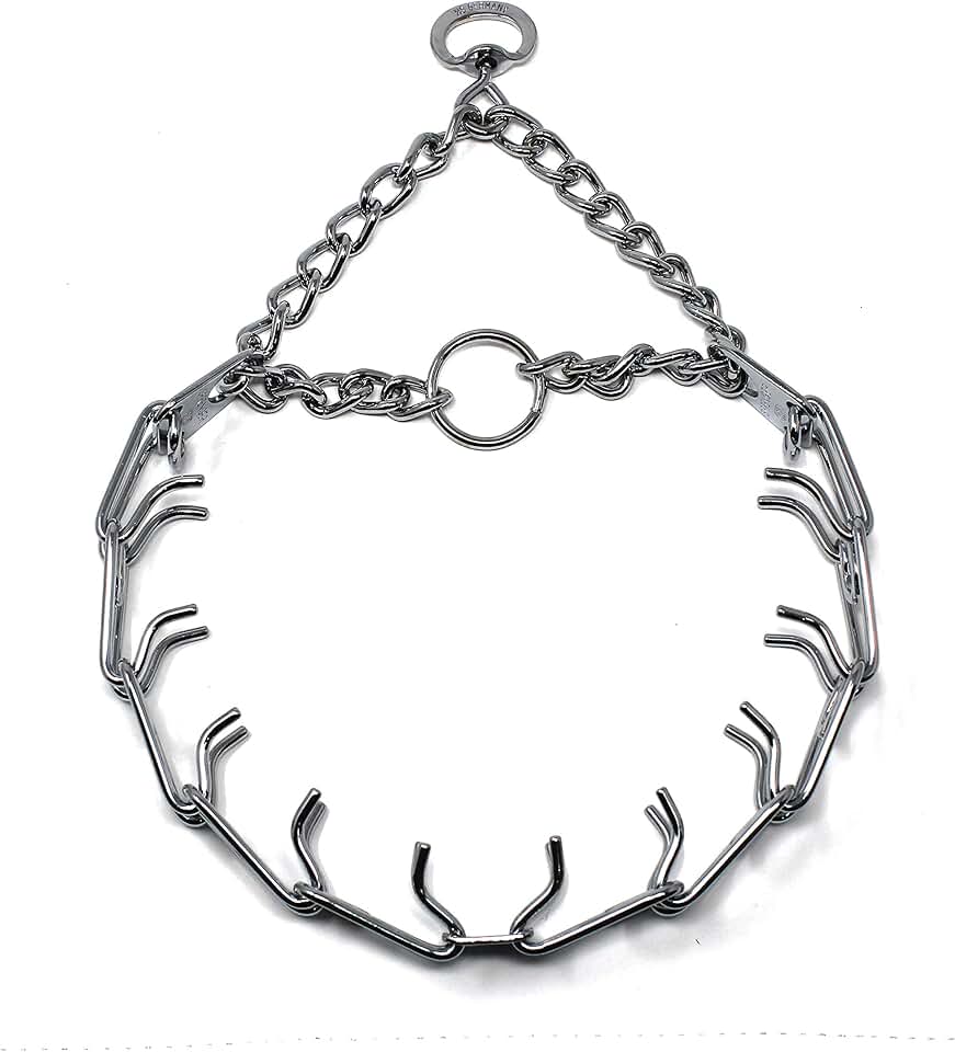 Chrome Plated Steel Prong Dog Training Collar 4mm x 25in