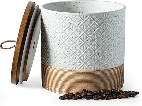 White ceramic coffee container with lid, 42 fl.oz