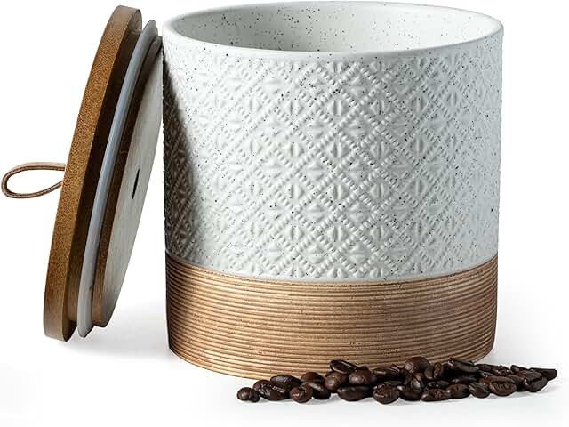 White ceramic coffee container with lid, 42 fl.oz