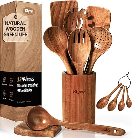 Wooden Cooking Utensil Set with Spoons and Spatulas