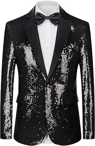 Men's Sequin Tuxedo Blazer for Party and Wedding
