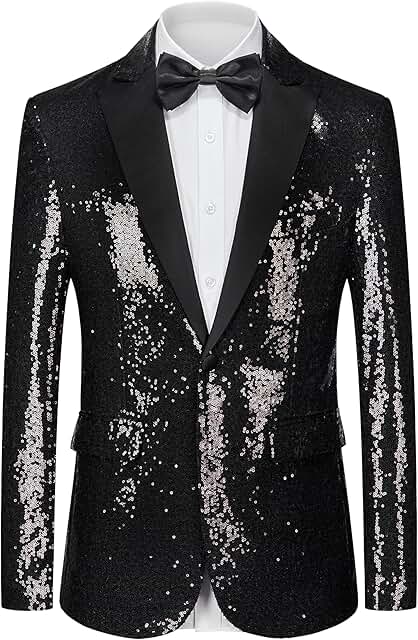 Men's Sequin Tuxedo Blazer for Party and Wedding