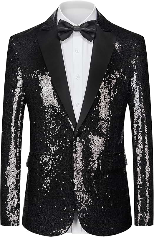Men's Sequin Tuxedo Blazer for Party and Wedding