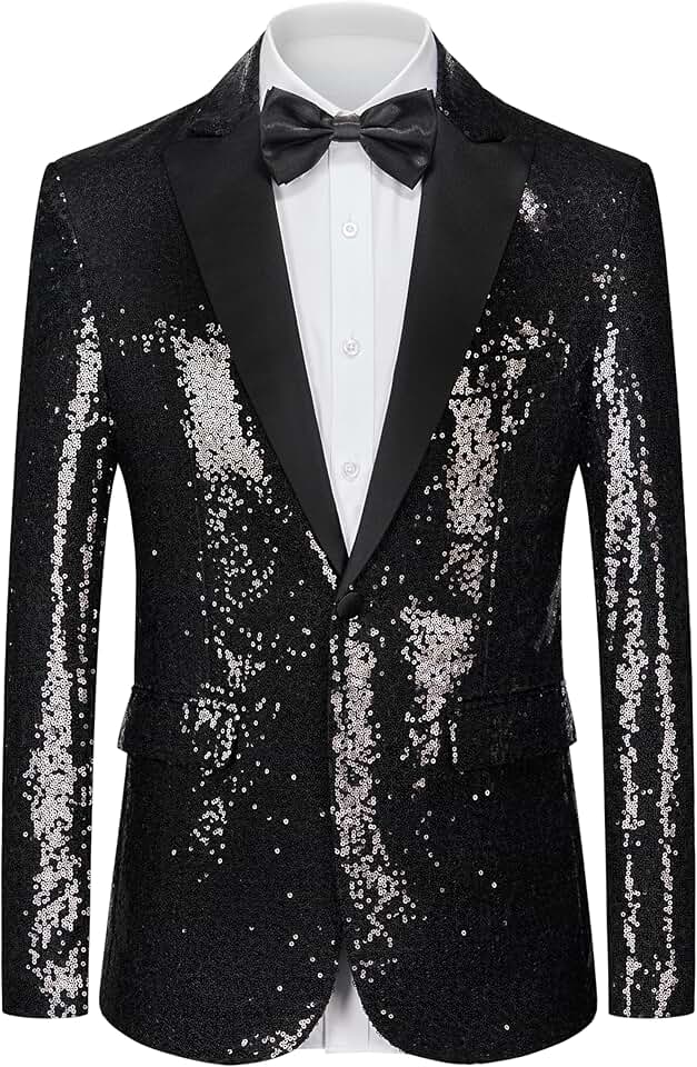 Men's Sequin Tuxedo Blazer for Party and Wedding