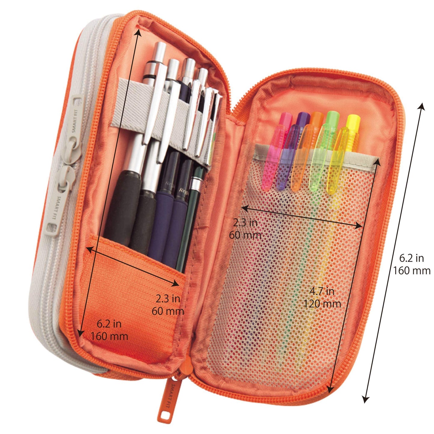 Double Pen Case, 3.3 x 6.9 inches, Blue