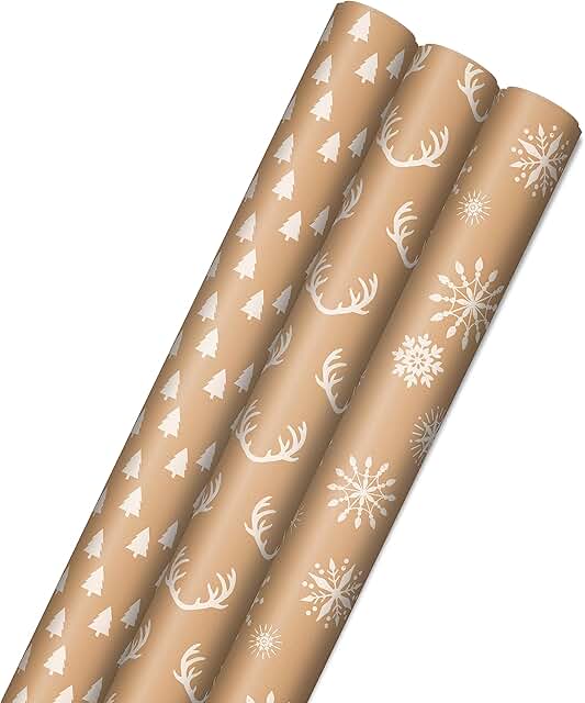Minimalist Brown Kraft Christmas Wrapping Paper Rolls