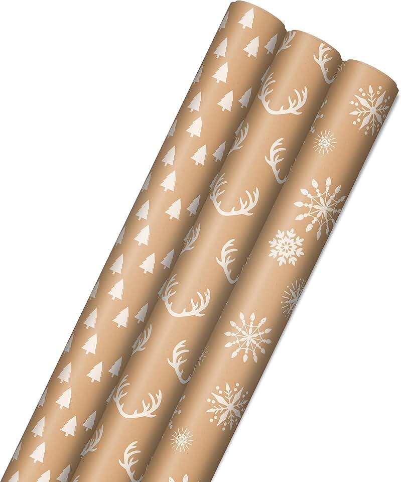 Minimalist Brown Kraft Christmas Wrapping Paper Rolls